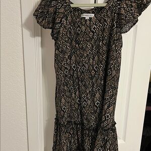 Robbie Bee Black and Brown Patterned Dress